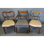 A Pair of Victorian Rosewood Balloon Back Dining Chairs, together with a George III mahogany