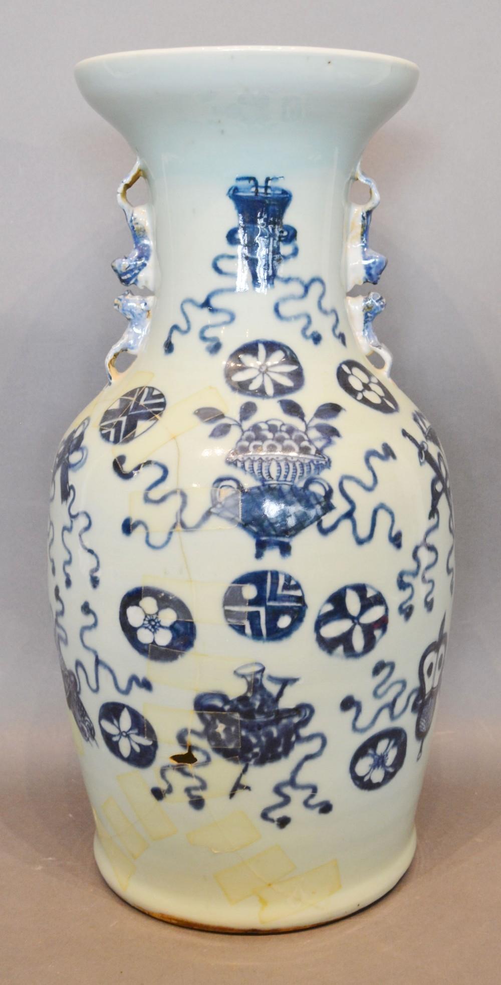 A 19th Century Chinese Vase decorated in underglaze blue, 43cm tall