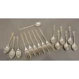 A Set of Six Birmingham Silver Teaspoons, four other silver spoons and a set of six Sheffield silver