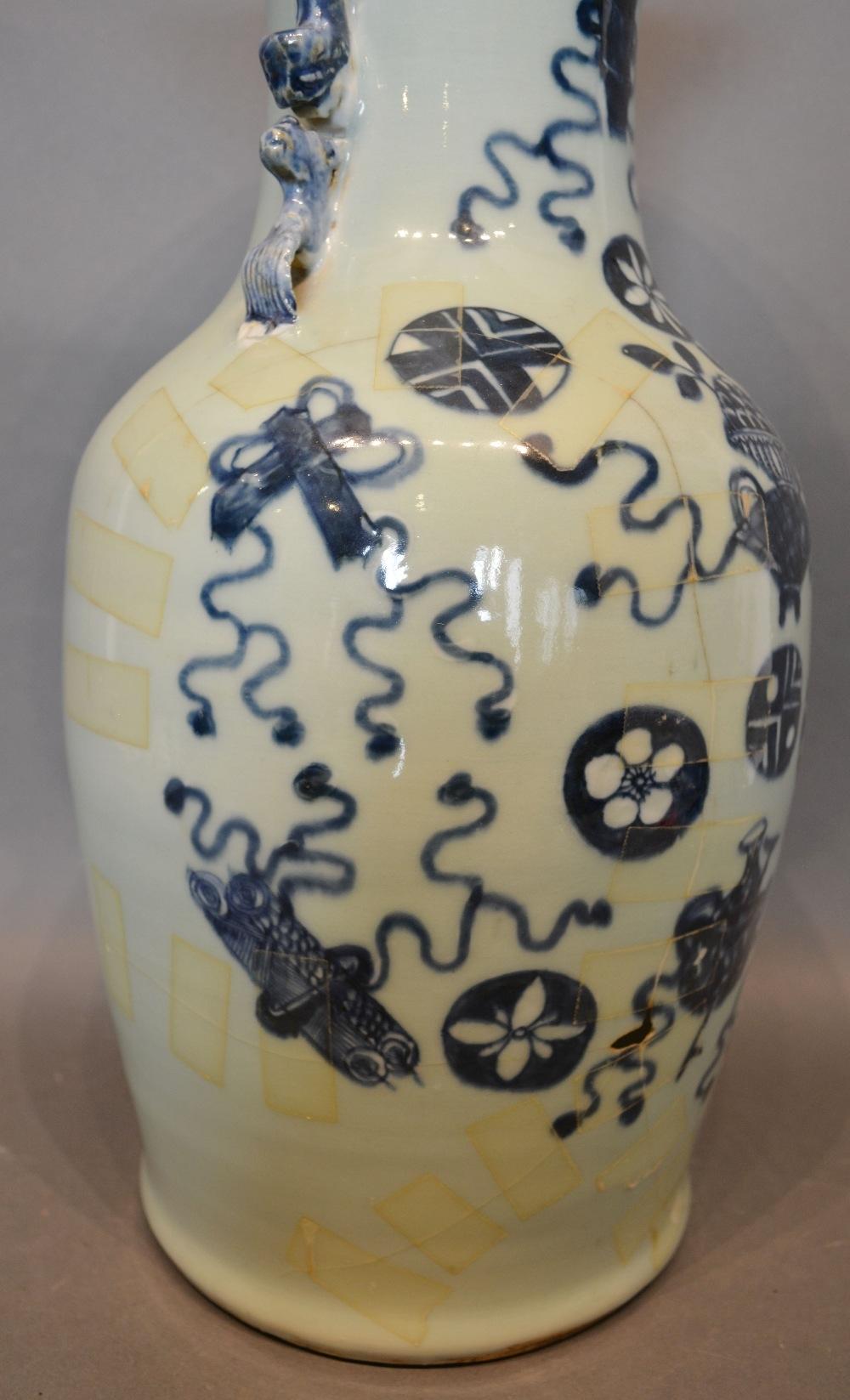 A 19th Century Chinese Vase decorated in underglaze blue, 43cm tall - Image 2 of 3