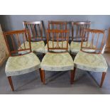A Set of 6 19th Century Mahogany Satinwood Inlaid Dining Chairs, each with a scroll carved pierced