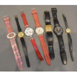A Tissot Ladies Wristwatch with Leather Strap, together with various Swatch watches and others