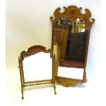 A Walnut Chippendale Style Wall Mirror With Shell Carved Cresting, 102cm by 51cm, together with a