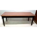 A Rectangular Pine Kitchen Table With Square Tapering Legs, 182m by 67cm,73cm high