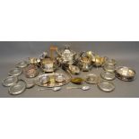 A Silver Plated Three Piece Tea Service of half lobed form, together with a collection of other