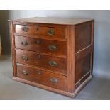 A 17th Century Oak Chest of Four Long Drawers with Oval Brass Handles and Escutcheons, 88 cms