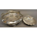 A London Silver Pedestal Bonbon Dish of pierced form, together with a Chester silver butter dish