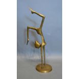 In the Style of Franz Hagenaur, an abstract bronze sculpture of a Gymnast, 30 cms tall