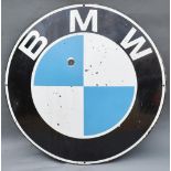 An Enamel Advertising Sign for BMW, 60cm diameter