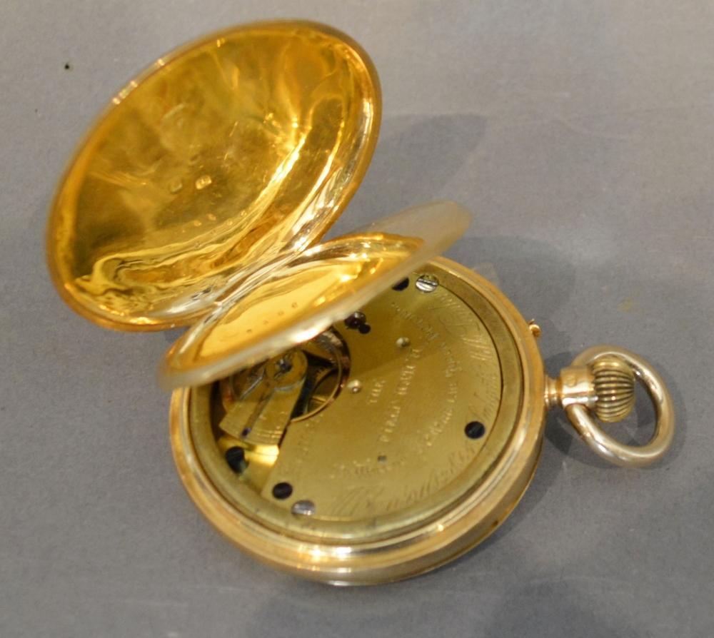 An 18 Carat Gold Cased Pocket Watch, full hunter, by J W Benson - Image 2 of 2