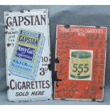 An Enamel Advertising Sign for State Express Cigarettes, 555, 77 x 50cm, together with another