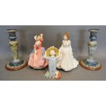 A Royal Doulton Figurine May Time, HN 2113, together with a Royal Worcester figurine Anniversary,