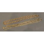 A 9 Carat Gold Linked Watch Chain, together with another similar 9 carat gold chain, 39.2 grammes