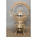 A George V Silver Spirit Kettle with engraved decoration and spirit burner, Birmingham 1914, maker