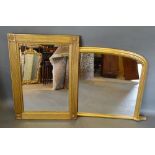 A Rectangular Gilt Framed Wall Mirror, 94 x 69cm, together with another similar gilt framed