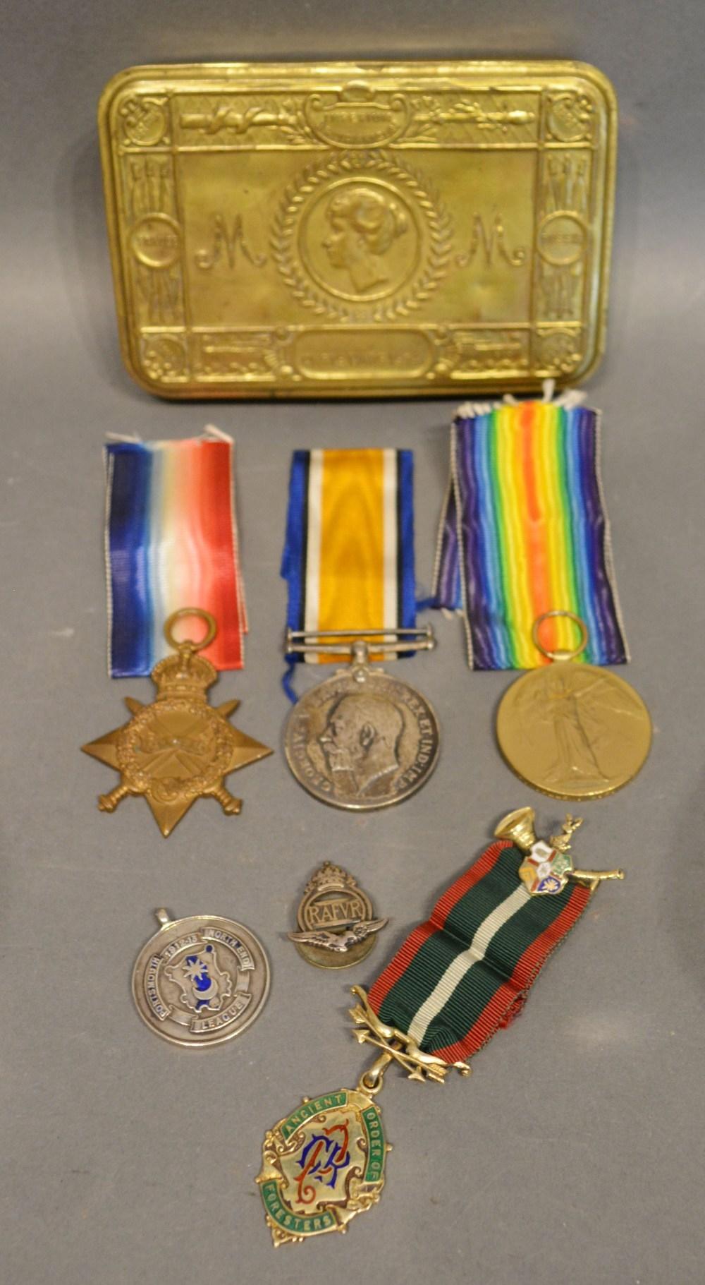 A First World War Medal Group of Three named to G F W Allen, ABMFA, to include the 14-15 Star, the
