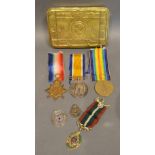 A First World War Medal Group of Three named to G F W Allen, ABMFA, to include the 14-15 Star, the