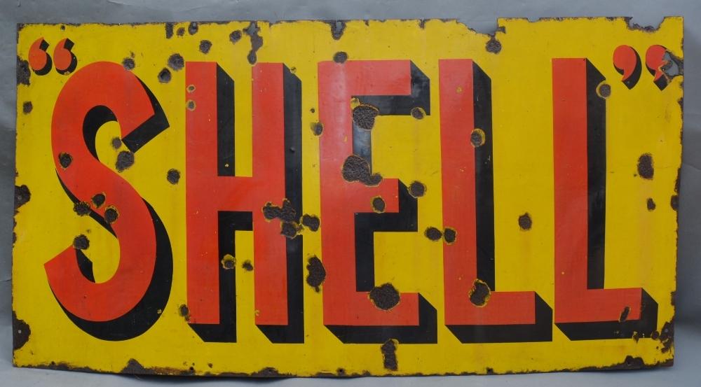 An Early Enamel Advertising Sign for Shell, 93 x 183cm