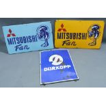 An Early Enamel Advertising Sign for Mitsubishi Van, 45 x 74cm, together with another similar and
