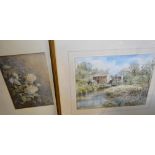 Lambert, Rural River Scene, watercolour, together with various other pictures and prints