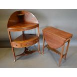 A George III Mahogany Corner Washstand, together with an Edwardian mahogany drop leaf occasional