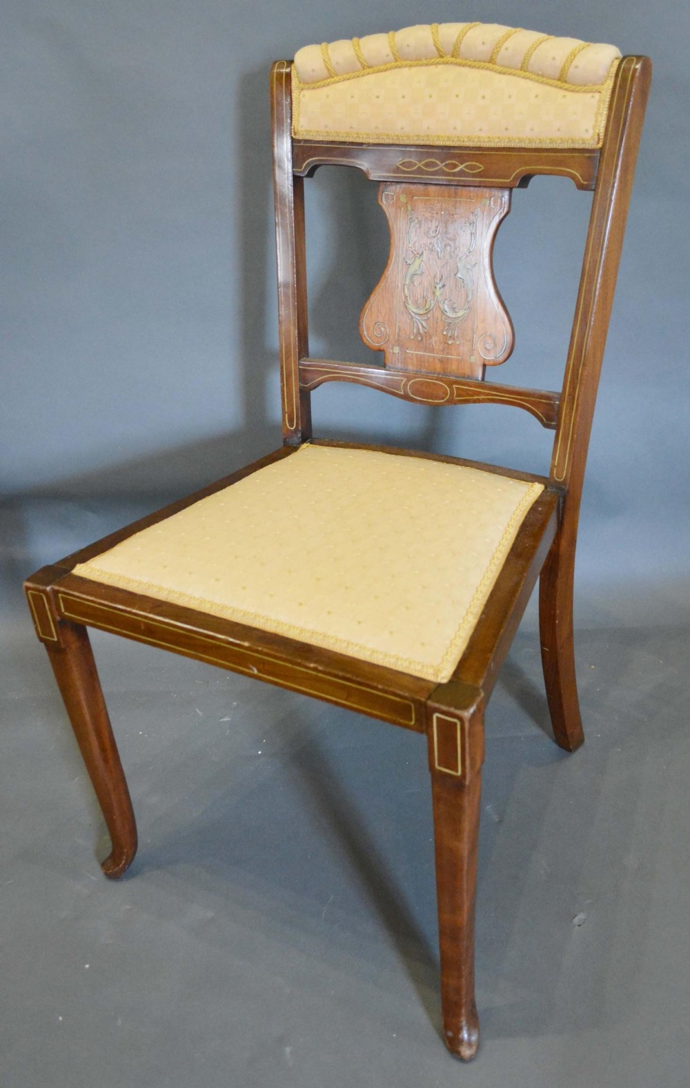 An Edwardian Rosewood Marquetry Inlaid Side Chair