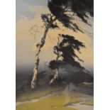 Oscar Droege, 1898-1982, Birch Trees, woodcut, signed in pencil, 36 x 24cm