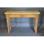 A Carved and Painted Console Table by Kathleen Spiegelman, the variegated marble top above a painted