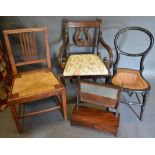 A 19th Century Mahogany Swing Framed Toilet Mirror, together with a Regency style armchair and two