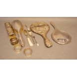 Four Silver Backed Dressing Table Items, together with a small collection of other silver to include