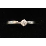 A Platinum Solitaire Diamond Ring, the solitaire diamond approximately 0.20 carat