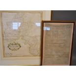 An Early Woollen Sampler dated 1820, together with an early coloured map of Oxfordshire by Robert