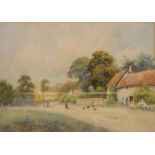 Stewart Brooke, Rural Scenes with Figures on Tracks, pair of watercolours, signed, 25 x 35cm