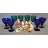 A Small Collection of Porcelain Figurines, together with eight drinking glasses