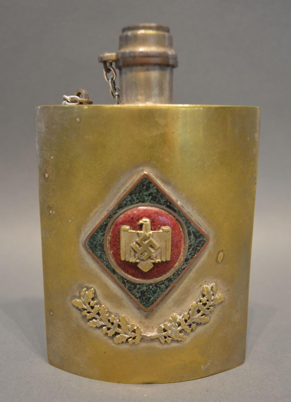 A World War II German Hip Flask of curved form, 12.5 x 8cm