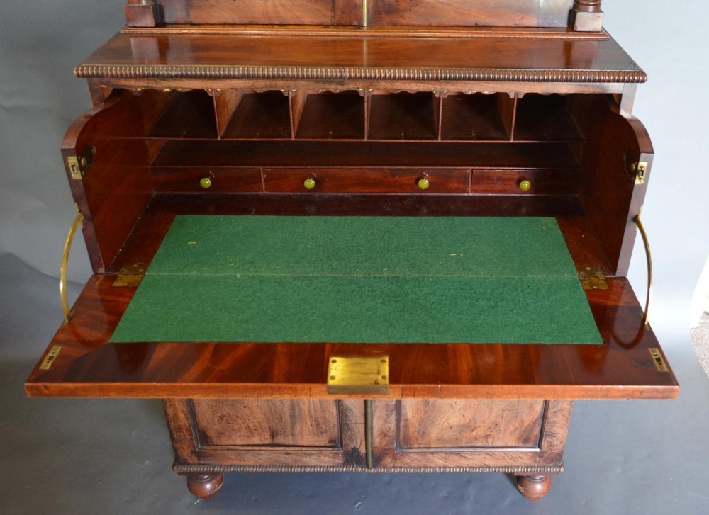 A William IV Mahogany Secretaire Bookcase, the moulded cornice above two glazed doors enclosing - Image 2 of 2