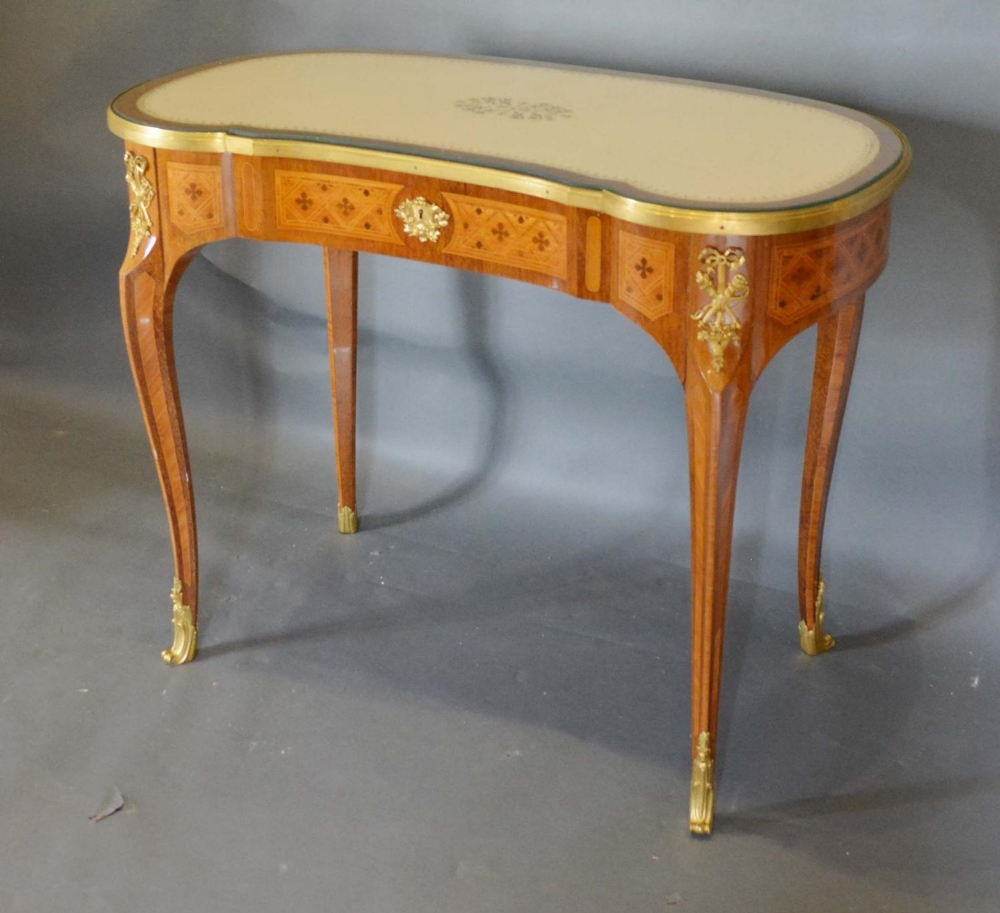 A French Kingwod Marquetry Inlaid and Gilt Metal Mounted Side Table By Gervais Durand, the tooled