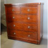 A Victorian Mahogany Straight Front Chest of two short and three long drawers with circular brass