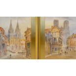 W Ramsey, Rheims and Burgos, a pair of watercolours, 38 x 27cm