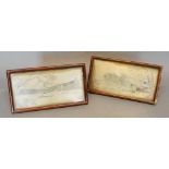 A Pair of Late 19th/Early 20th Century Chinese White Metal Rectangular Plaques, lake scenes with