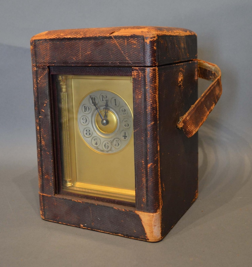 A 19th Century Large Carriage Clock by Japy Freres, the case with Corinthian columns, silvered - Image 5 of 5