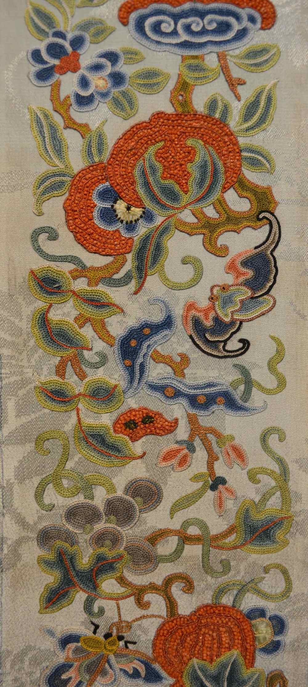 A Chinese Silkwork Panel depicting exotic birds amongst foliage, 51 x 19.5cm, together with a - Image 3 of 3