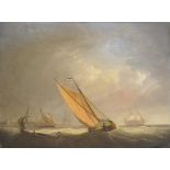 Early 19th Century Dutch School, Fishing Barges at Sea, oil on canvas, 27 x 36cm