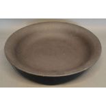 A Wedgwood Black Basalt Large Shallow Bowl, 41.5cm diameter, together with a pair of Oriental