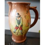 A Royal Doulton commemorative Golfing Jug decorated in relief with a golfer and caddy, 24cm tall