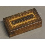 A Tunbridgeware Inlaid Rectangular Postage Box, 6.5 x 3.5cm