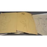 A Large Folio of Unframed Drawings, mostly nude studies