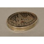 An 18th Century White Metal and Tortoiseshell Pique Work snuffbox of oval form, 5 x 7cm