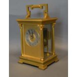 A 19th Century Large Carriage Clock by Japy Freres, the case with Corinthian columns, silvered