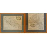 An Early Coloured Map of Nottinghamshire by Robert Morden, 37 x 42cm, together with another